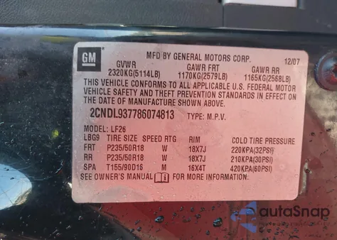 2008 Chevrolet Equinox Sport z USA, uszkodzony, nr VIN 2CNDL937786074813